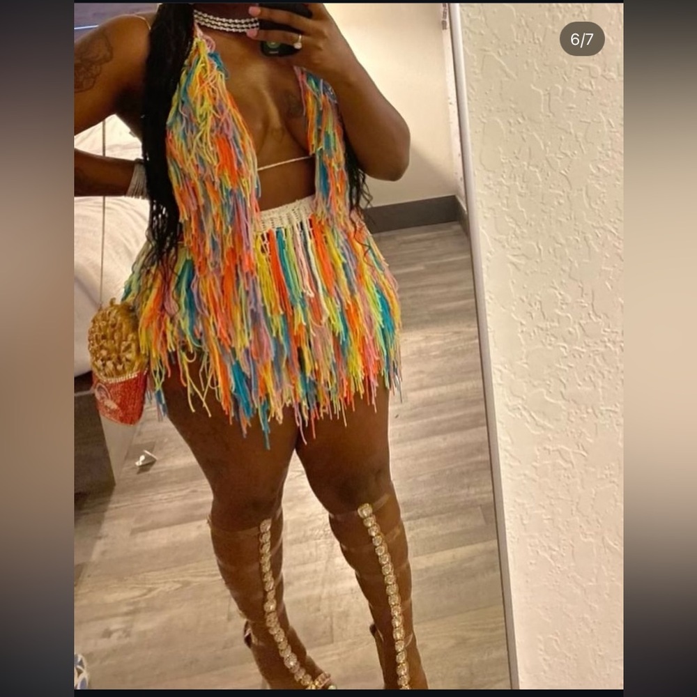 Fringe skirt set